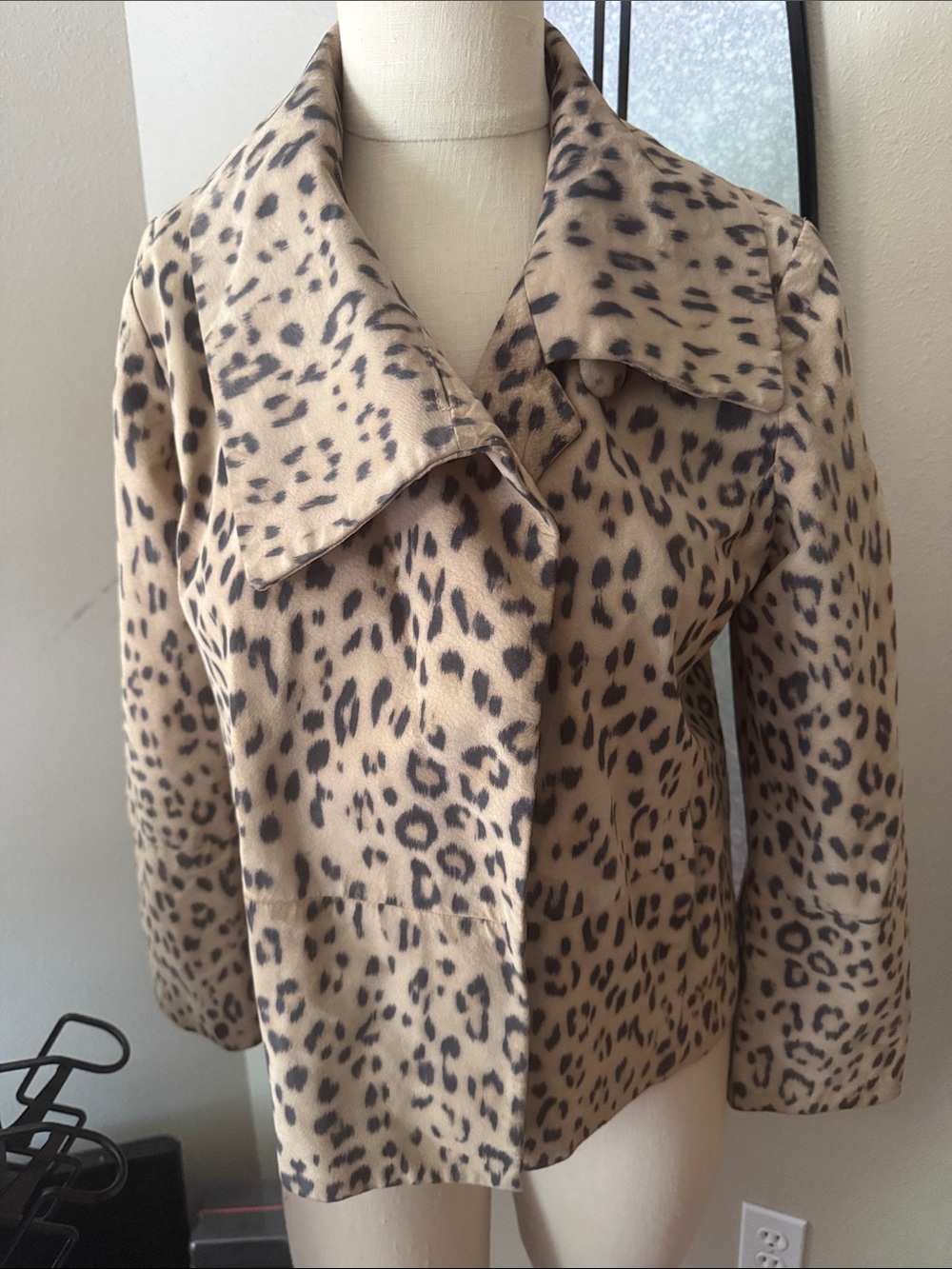 Chico's Tan Leopard Leather Print Blazer Jacket